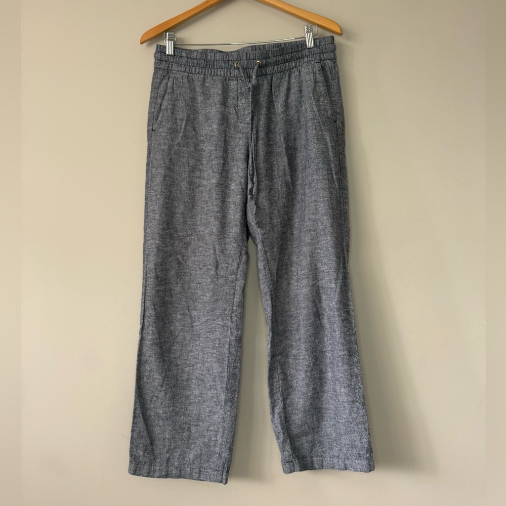 Ann Taylor Linen Viscose blend Gray Drawstring Wide leg pants Medium